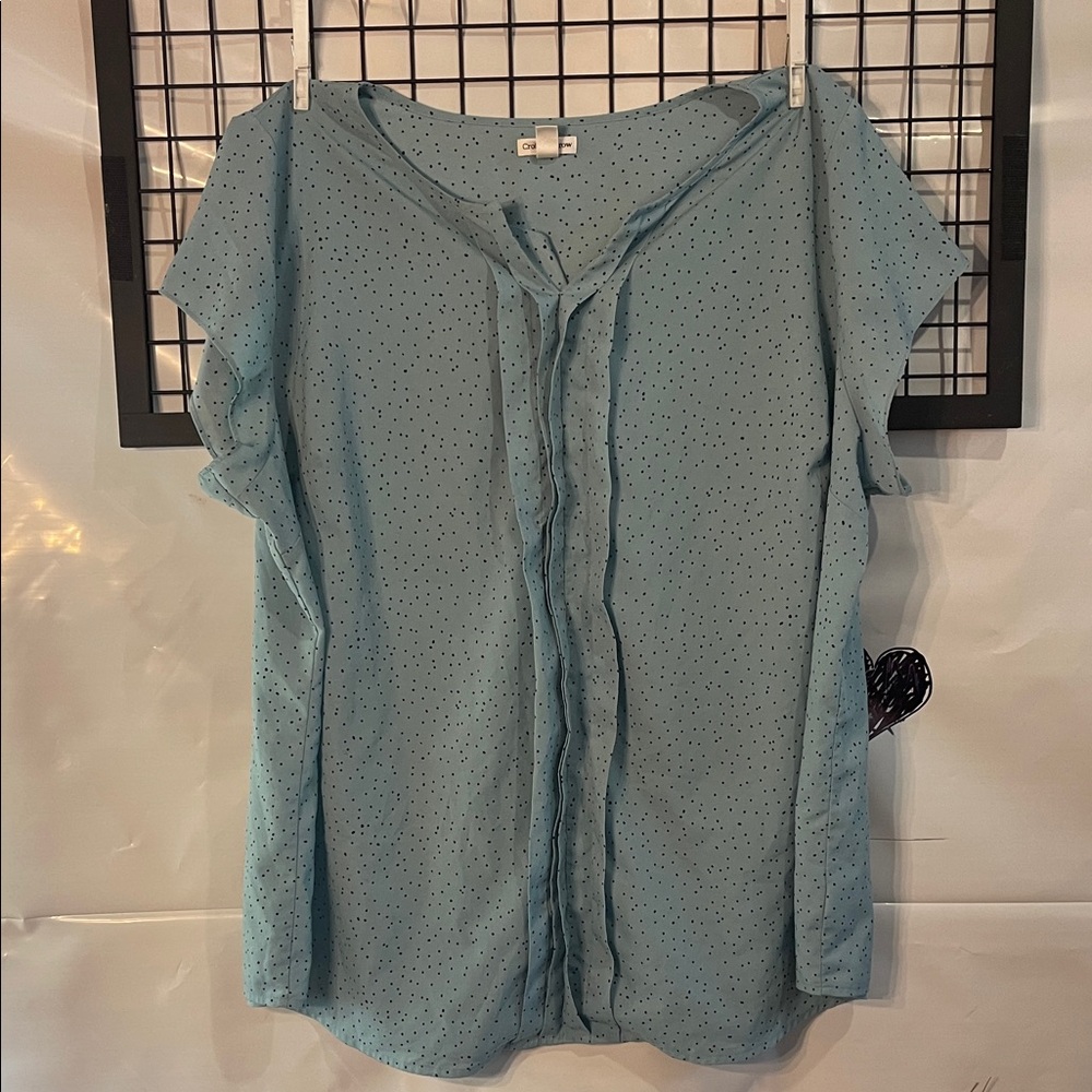 Croft & Barrow Teal Polka Dot Blouse